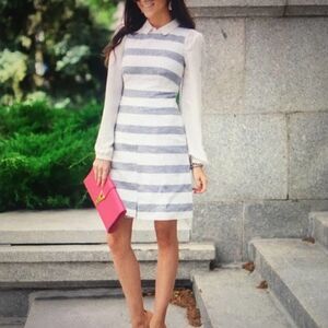 J. Crew Striped Basket Weave Dress